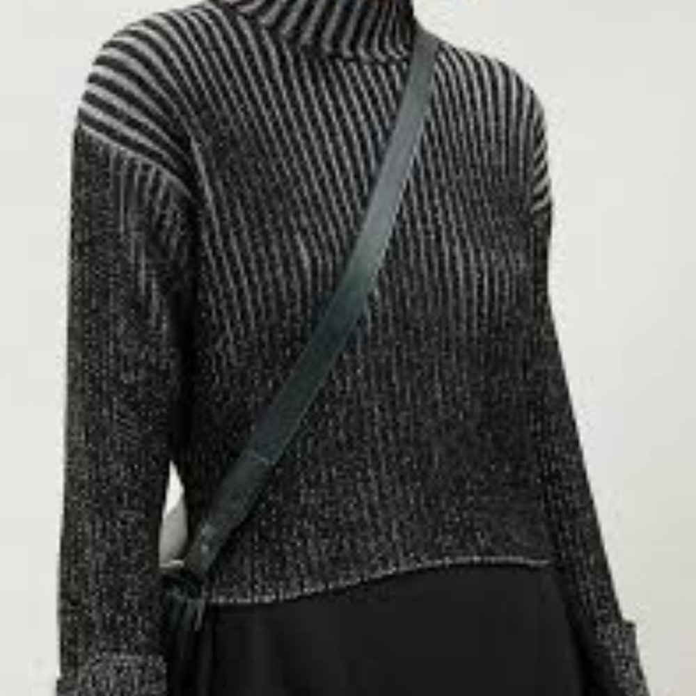 Topshop Black and Gray Striped Sweater
